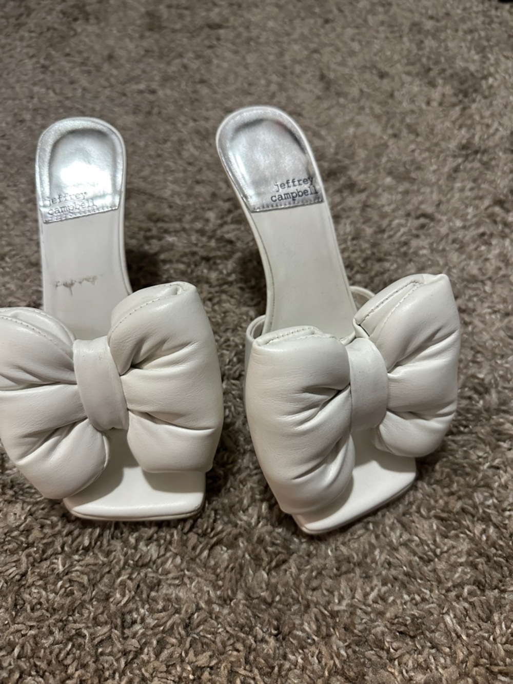 Jeffrey Campbell White Bow Slide Heels